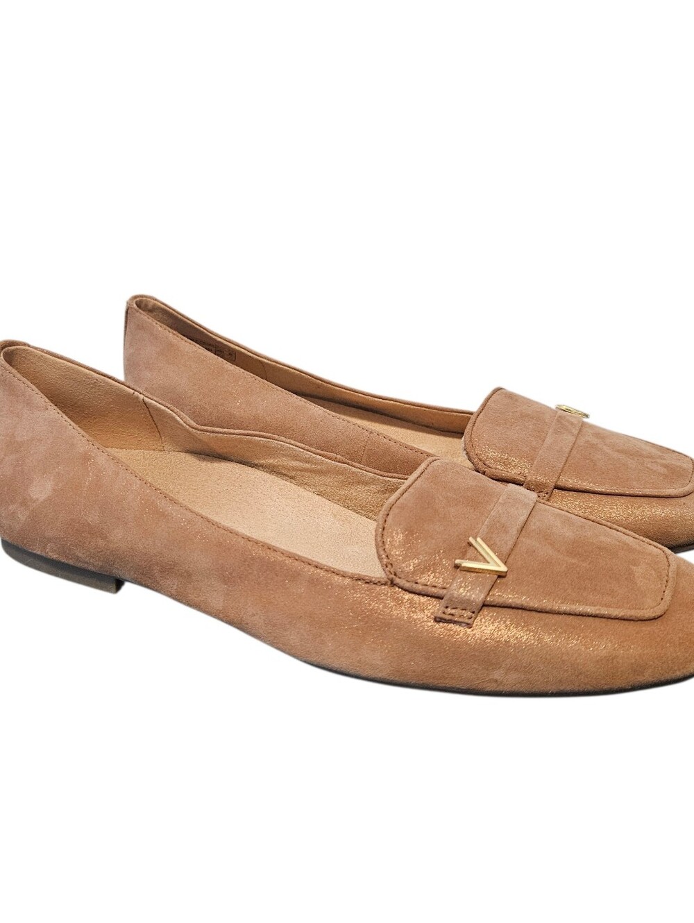 Vionic Hayes Square Toe Suede Leather Loafer Rose Gold Size 13